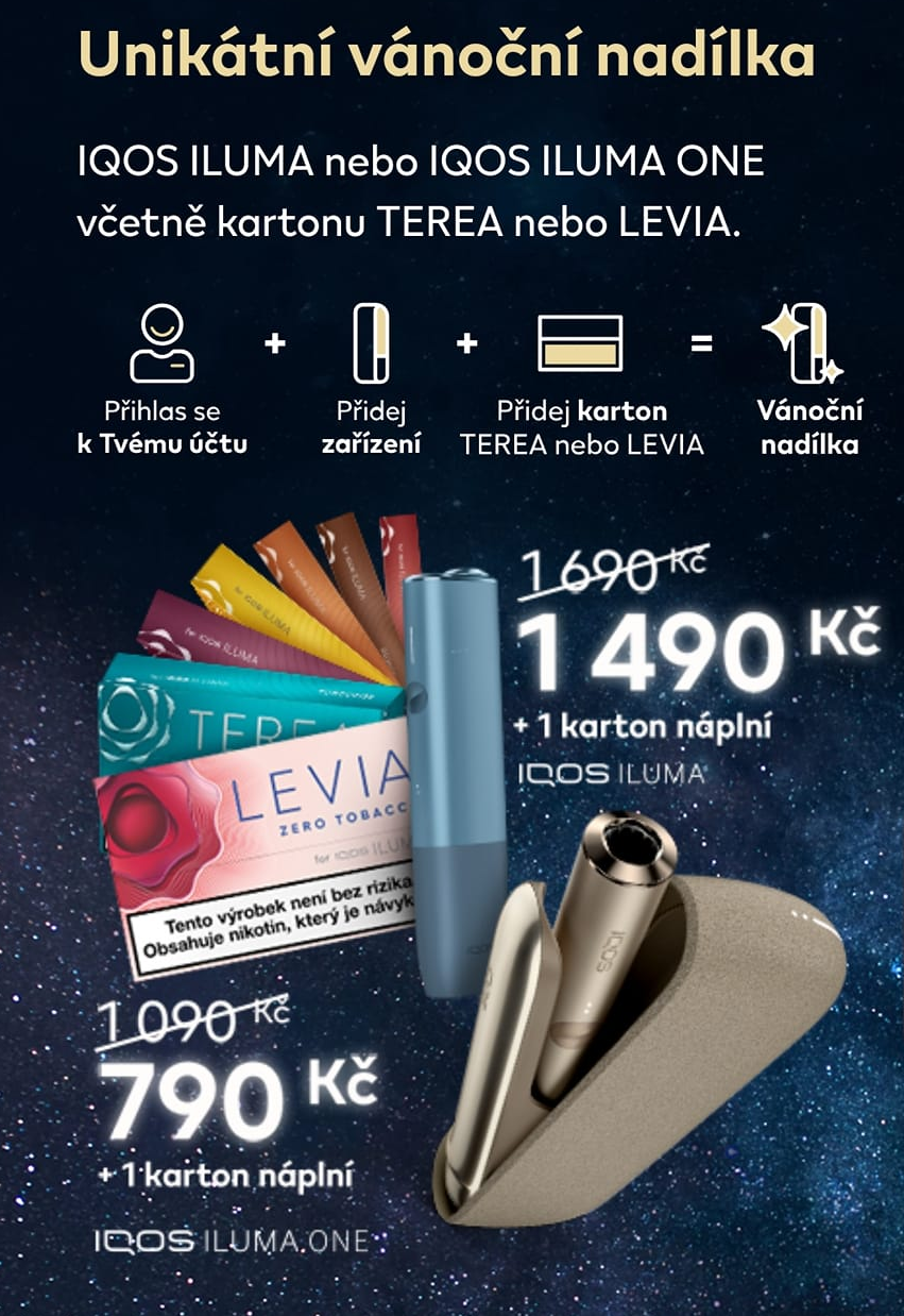 IQOS ILUMA zdarma ke kartonu TEREA nebo LEVIA, vánoční nabídka 2023